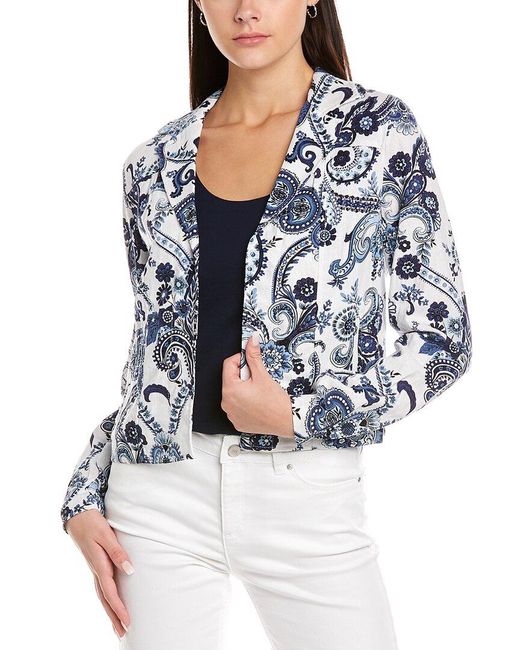 Jones New York Linenblend Crop Jacket in Blue Lyst Canada
