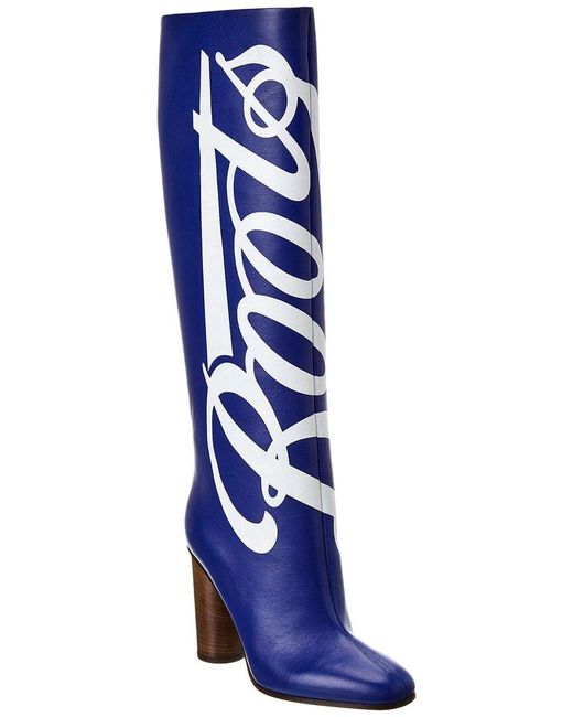 Anya Hindmarch Blue Boots Leather Knee-High Boot