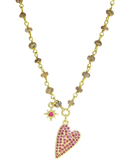 Rachel Reinhardt Jewelry Metallic 14k Over Silver Cz Wrap Necklace