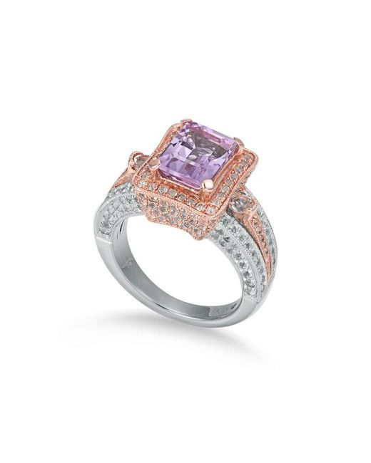 Suzy Levian Pink Two-tone Silver 5.20 Ct. Tw. Gemstone Statement Ring