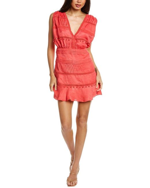 IRO Red Pavi Linen-blend Mini Dress