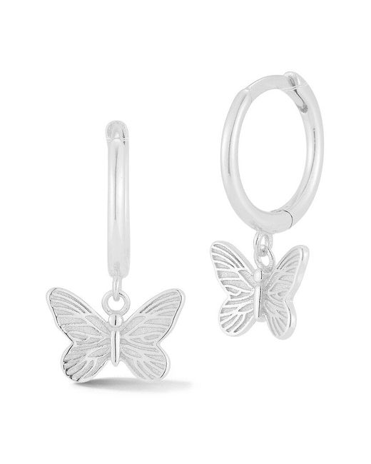 Glaze Jewelry White Silver Butterfly Hoops