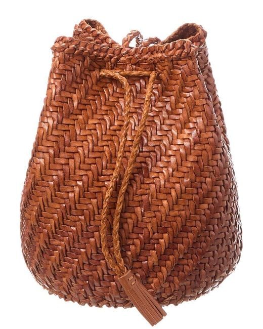 Dragon Diffusion Orange Pompom Double Jump Leather Bucket Bag