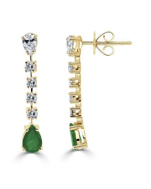 Sabrina Designs White 14k 1.43 Ct. Tw. Diamond & Emerald Drop Earrings