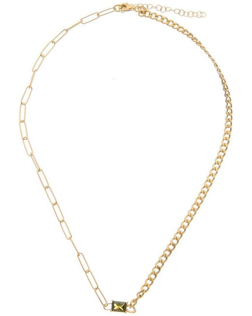 Meshmerise Metallic 18k Over Silver 1.50 Ct. Tw. Gemstone Birthstone Paperclip & Curb Chain Necklace