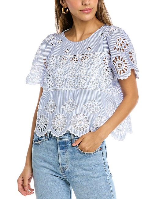 Sea Exploded Eyelet T-shirt in Blue | Lyst Canada