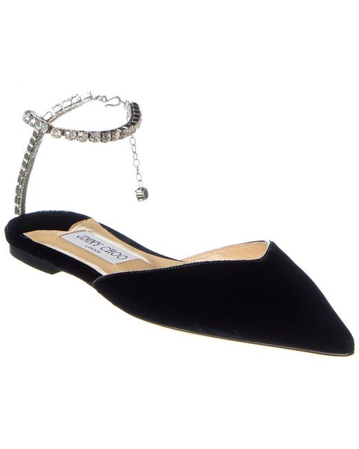 Jimmy Choo Blue Saeda Velvet Flat