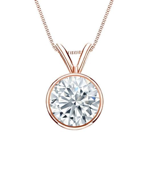 Sabrina Designs Lab Grown Diamonds White 14K Rose 5.00 Ct. Tw. Lab-Grown Diamond Solitaire Necklace