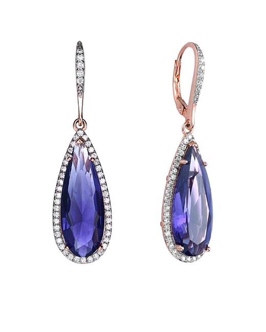 Rachel Glauber Pink Cz Pear Pop Of Color Drop Earring