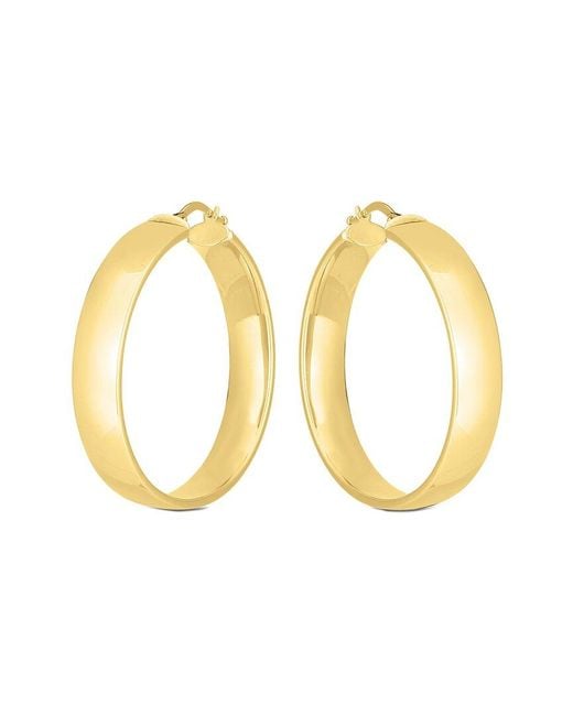 Italian Gold Metallic 14k Domed Tube Hoops