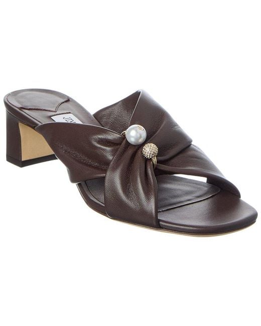 Jimmy Choo Brown Rafi 45 Leather Sandal