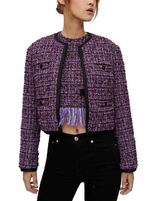 Maje Purple Wool-blend Blazer