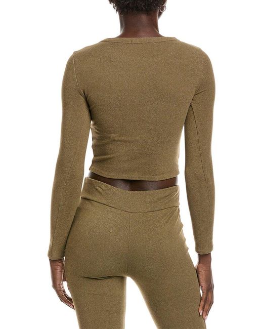 Brook + Lynn Green Brushed Cropped T-Shirt