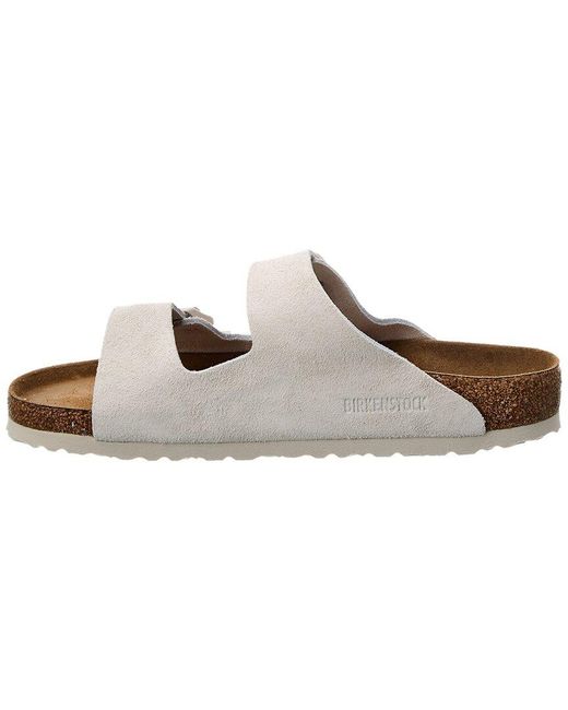 Birkenstock White Arizona Soft Footbed Suede Sandal
