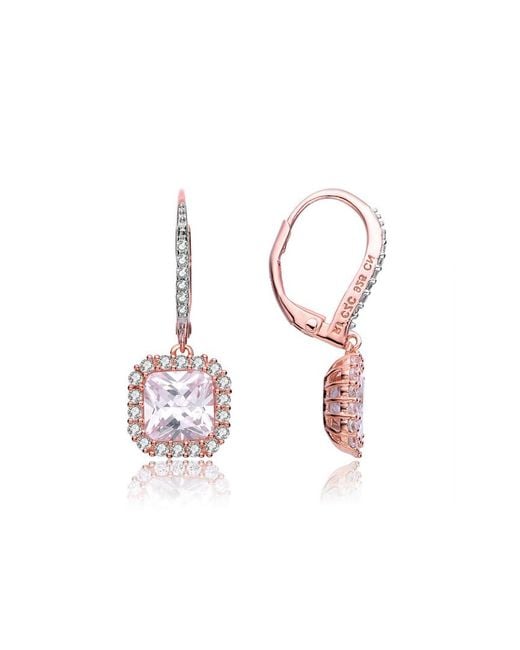 Genevive Jewelry Metallic Cz Drop Earrings