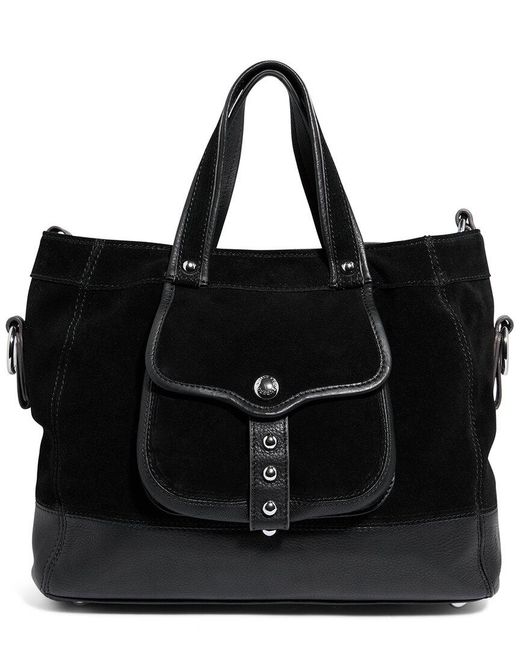Aimee Kestenberg Black Great Escape Convertible Suede Shopper Tote