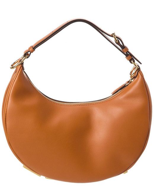 Fendi Brown Graphy Small Leather Hobo Bag