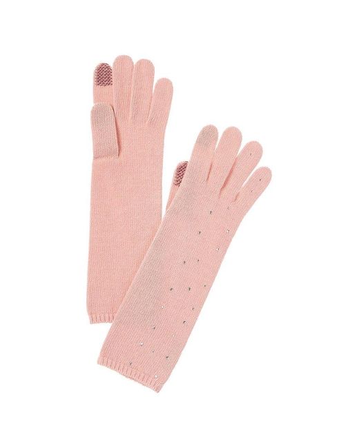 Portolano Pink Crystal Hot Fix Cashmere Tech Gloves