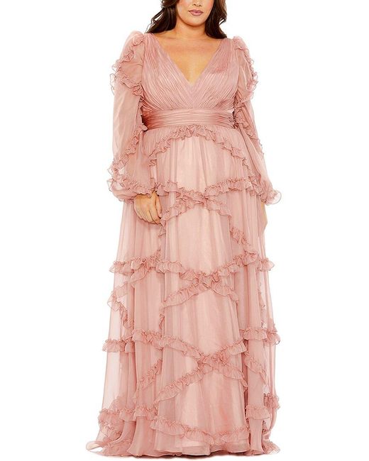 Mac Duggal Pink A-Line Ruffle Dress