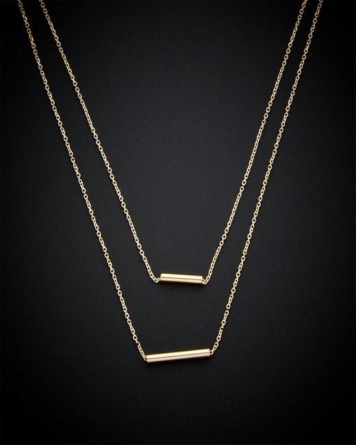 Italian Gold Black 14k Tube Pendant Necklace
