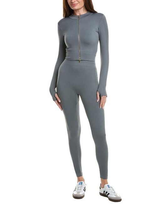 Marion Blue 2Pc Active Wear Top & Legging Set