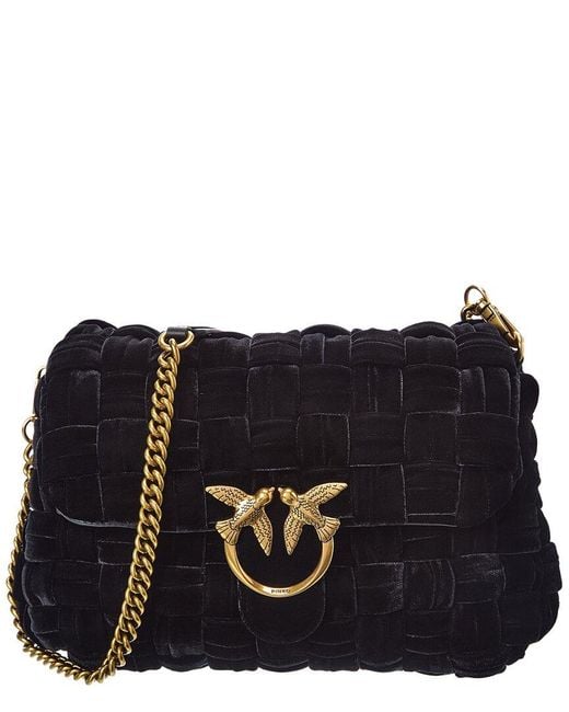 Pinko Love Classic Puff Velvet Shoulder Bag in Black Lyst UK