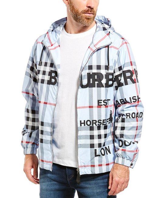 Burberry Horseferry Check Jacket in Blue for Men | Lyst