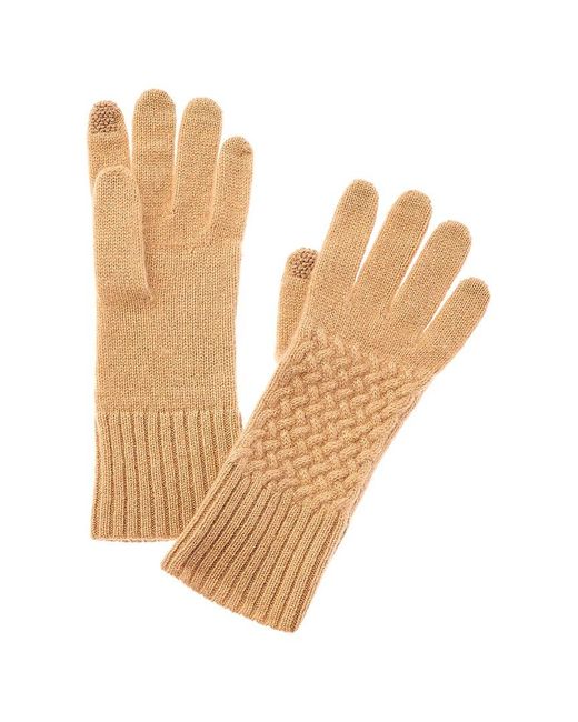 Hannah Rose Natural Basket Weave Stitch Cashmere Gloves