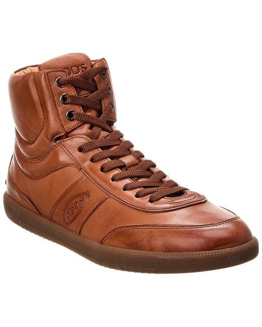 Tod's Brown Leather High-top Sneaker for men