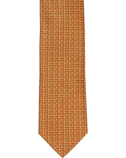 Givenchy Brown Orange All Over Logo Silk Tie for men