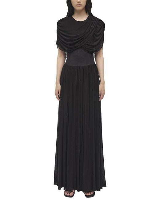 Jonathan Simkhai Black Nancie Cape Midi Dress