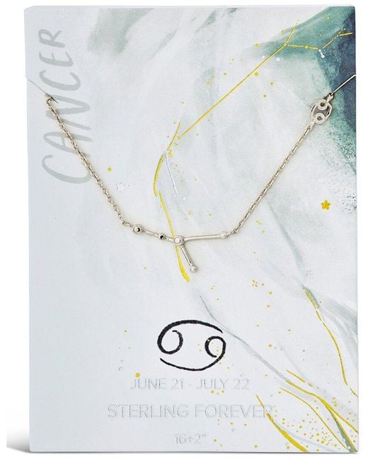 Sterling Forever White Rhodium Plated Cancer Pendant Necklace