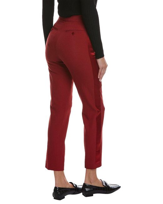 Burberry Red Silk-trim Wool Pant