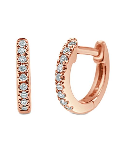 Sabrina Designs White 14K Rose 0.05 Ct. Tw. Diamond Huggy Earrings