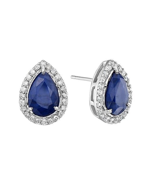 Forever Creations USA Inc. Blue Forever Creations 14k 4.91 Ct. Tw. Diamond & Sapphire Halo Earrings