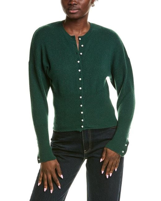 27 Miles Malibu Green Pearl Button Cashmere-blend Cardigan