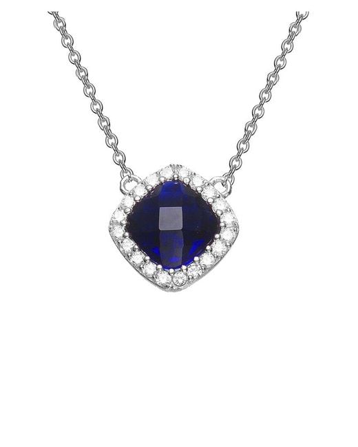Genevive Jewelry Blue Silver Cz Necklace