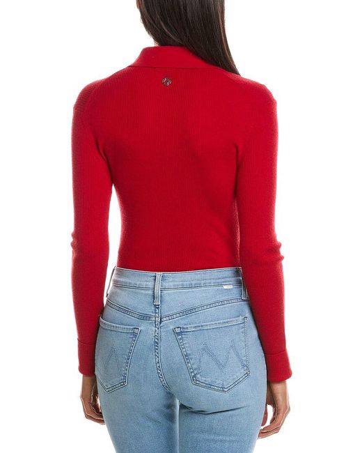 Maje Red Wool & Silk-Blend Bodysuit
