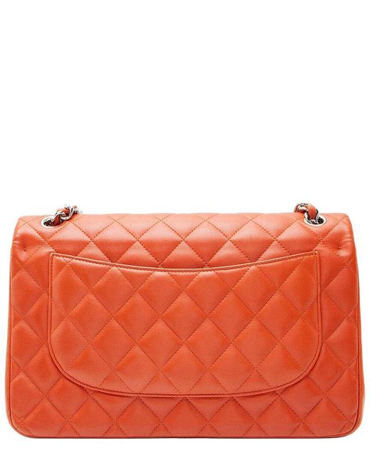 Chanel Orange Lambskin Classic Jumbo Double Flap Bag (authentic Pre-loved)