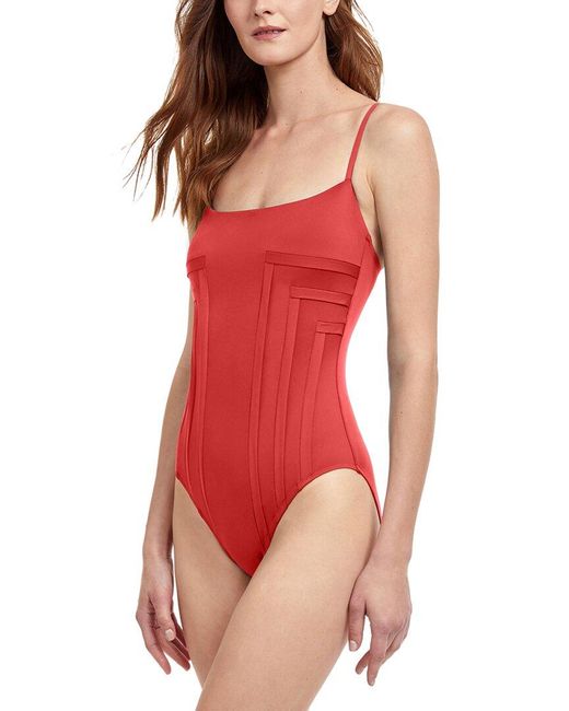 Gottex Red Square Neck One-piece