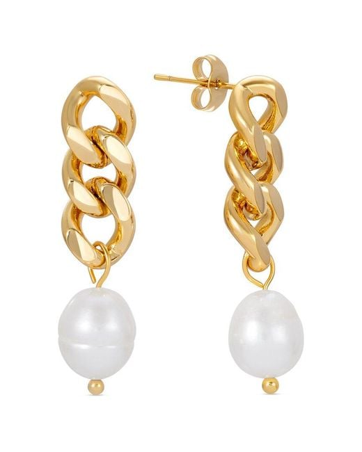 Eye Candy LA Metallic Shell Pearl Drop Earring