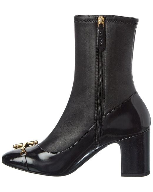 Gucci Black Half Horsebit Leather Bootie