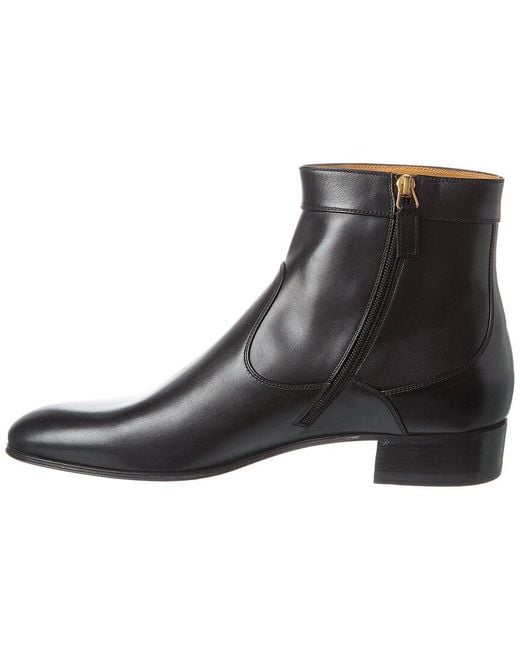 Gucci Black Double G Leather Bootie for men
