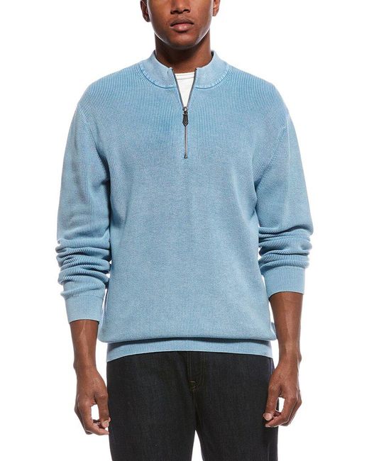 tyler boe Blue 1/4-Zip Sweater for men