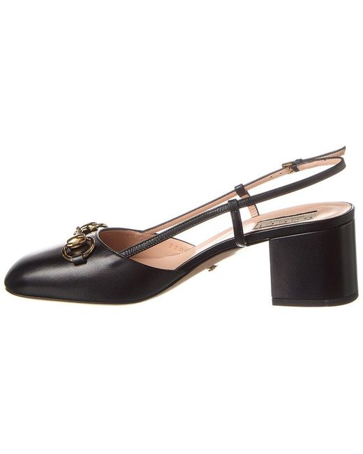 Gucci Metallic Horsebit Leather Slingback Pump