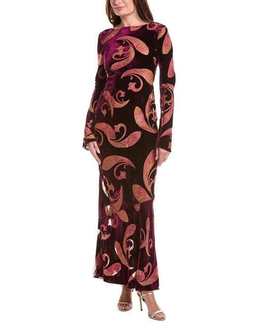 retroféte Red Iona Velvet Burnout Dress