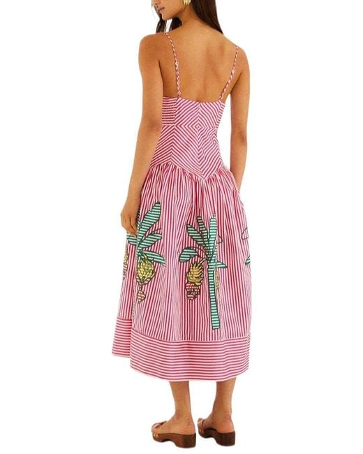 AMINA GLAM Pink Linen-Blend Maxi Dress