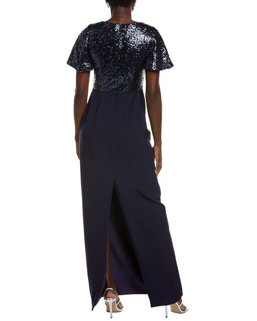Rene Ruiz Blue Sequin Column Gown
