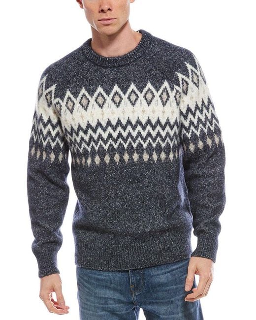 Brunello Cucinelli Blue Alpaca & Wool-blend Crewneck Sweater for men