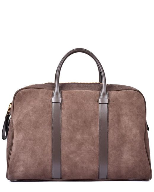 Tom Ford Brown Suede Briefcase for men